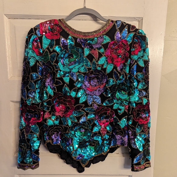 Oleg Cassini Tops - Black Tie Oleg Cassini vintage sequin shirt